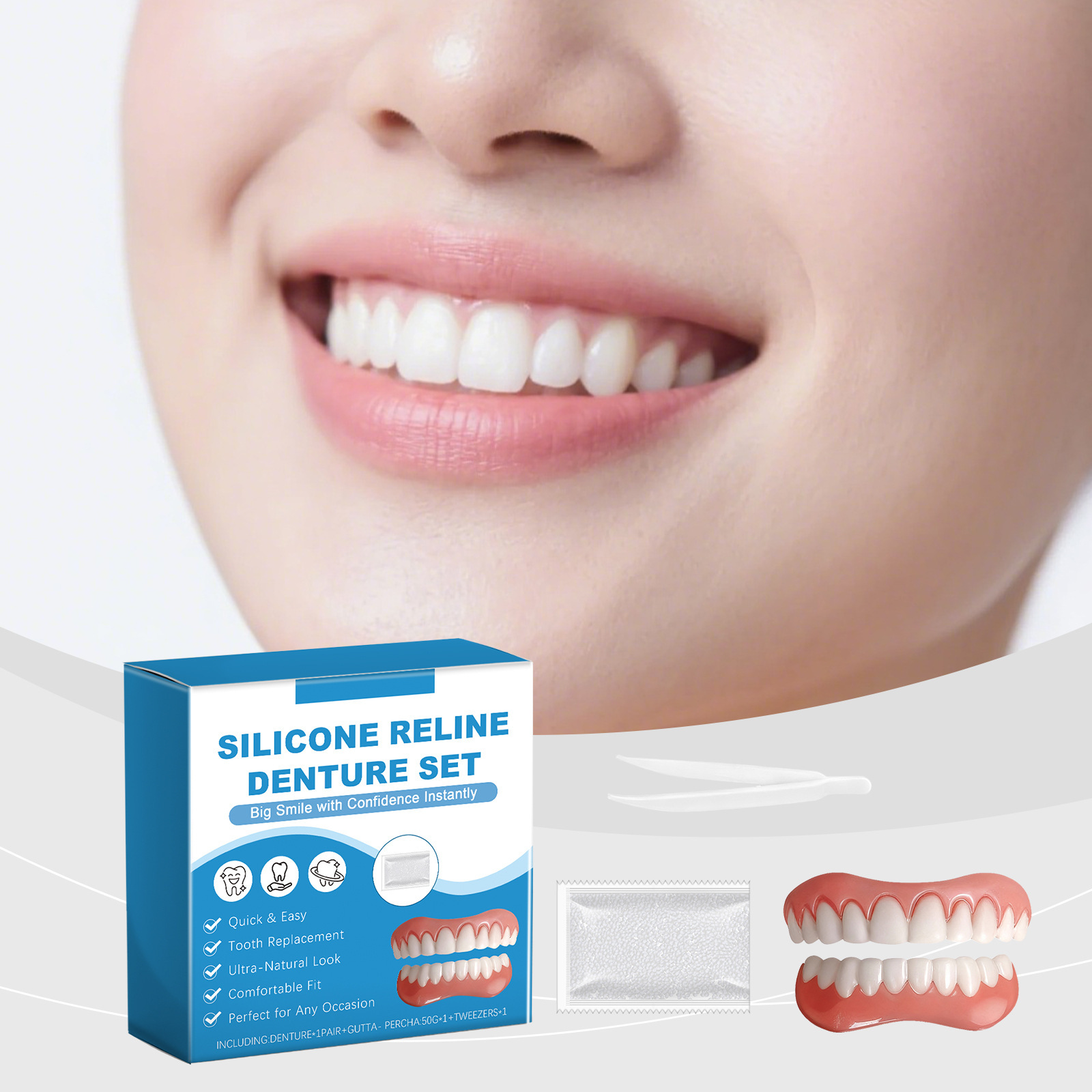 Denture Full Set Over Gums Kit - Full Cover Adhesive reseña y precio