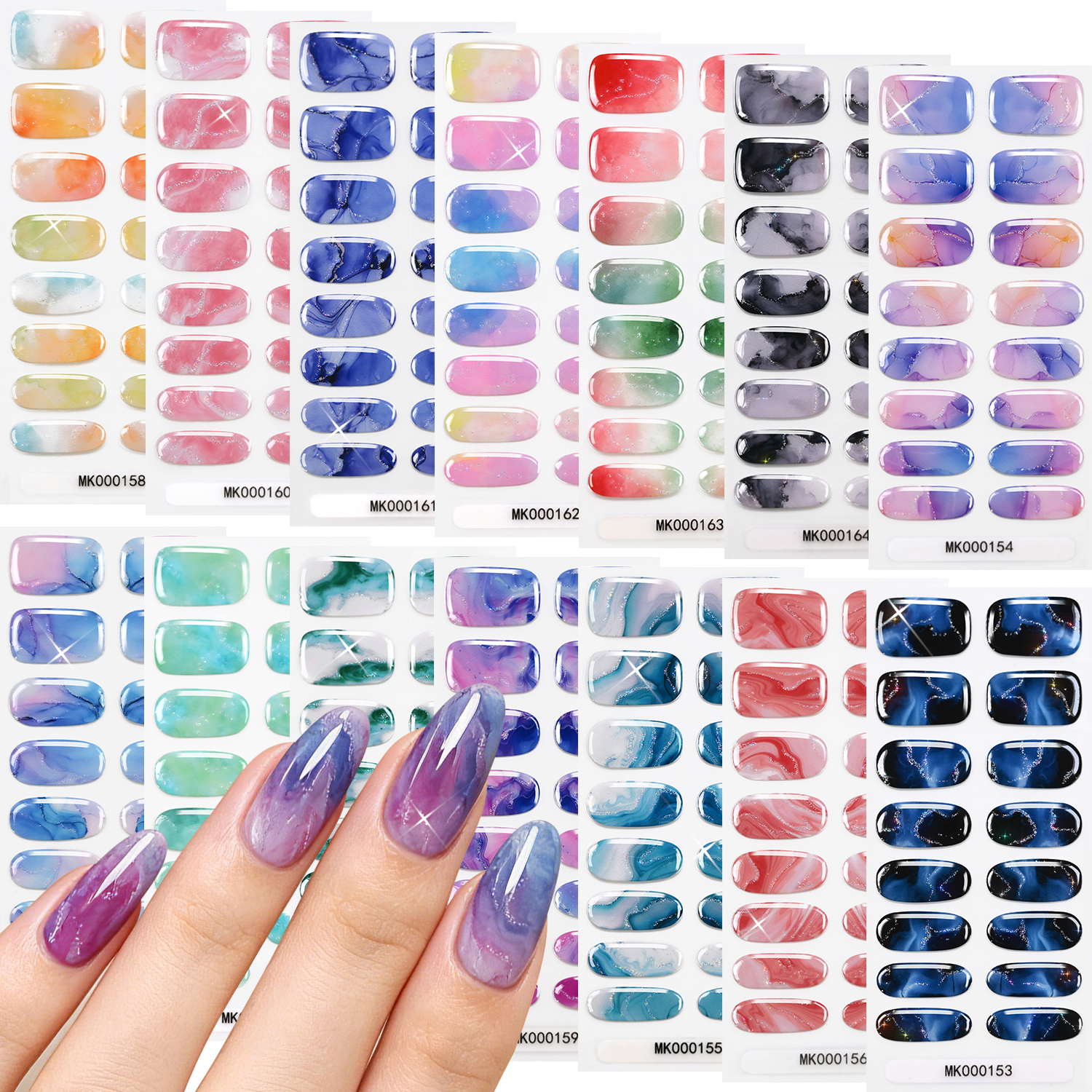 16 Pcs/Sheet Blue Purple Marbl - Full Cover Adhesive reseña y precio