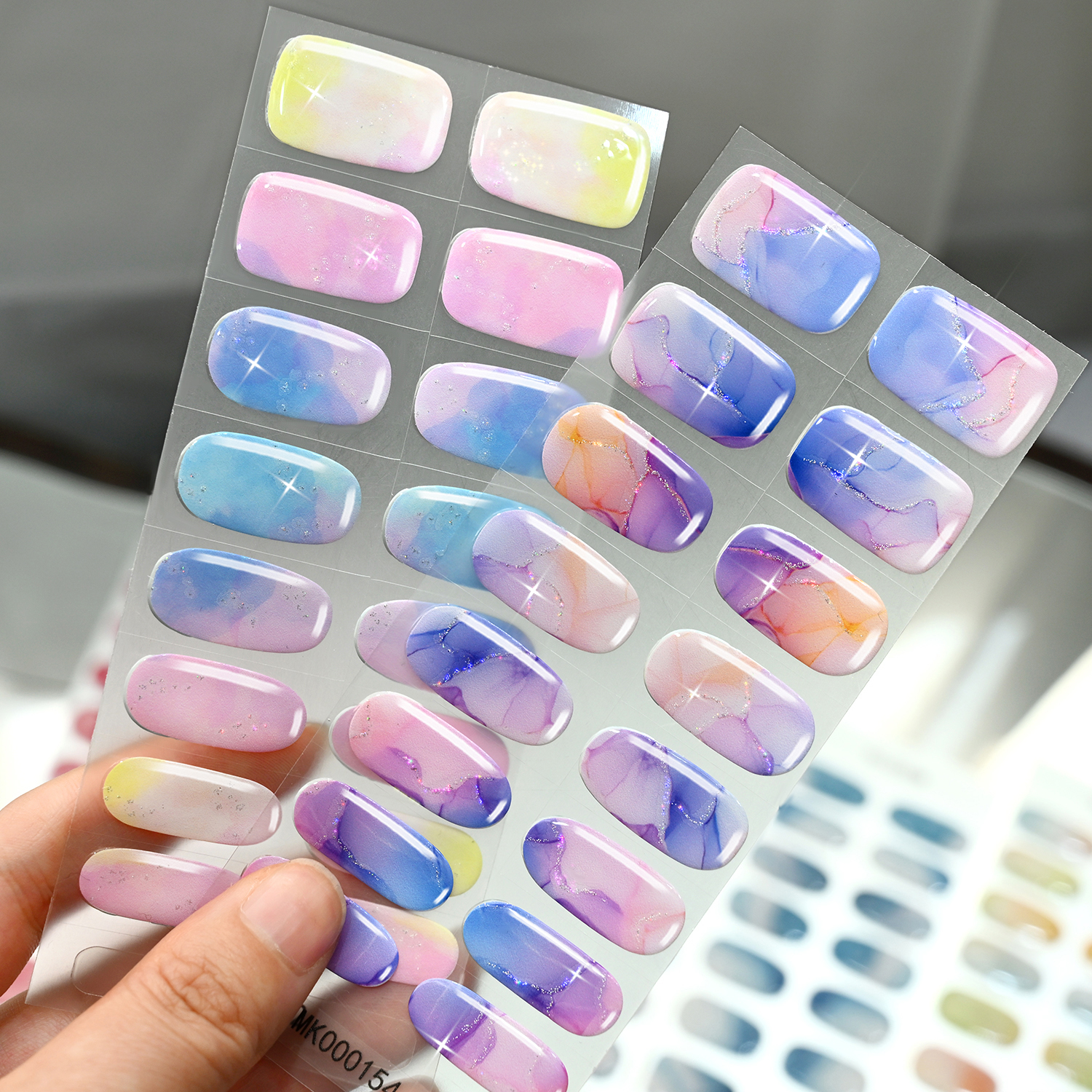 16 Pcs/Sheet Blue Purple Marbl - Full Cover Adhesive reseña y precio