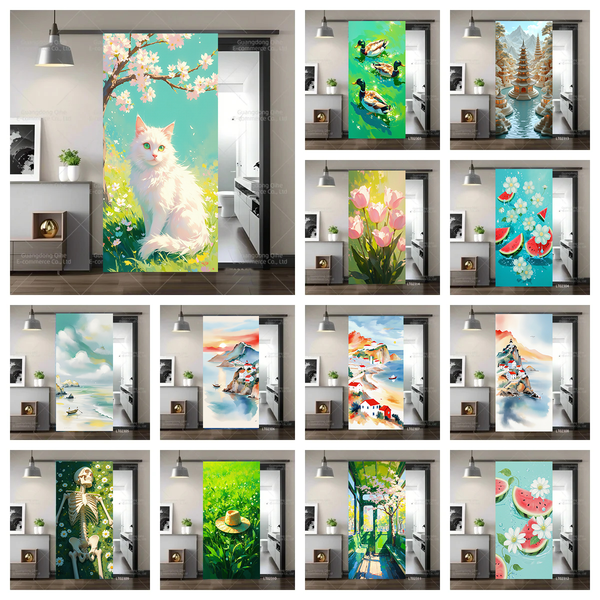Tulip Cat Cherry Blossom Scene - Full Cover Adhesive reseña y precio