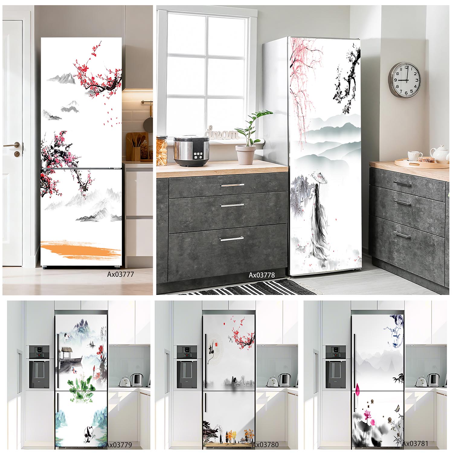 Ink Bamboo Lotus Pond Fridge S - Full Cover Adhesive reseña y precio