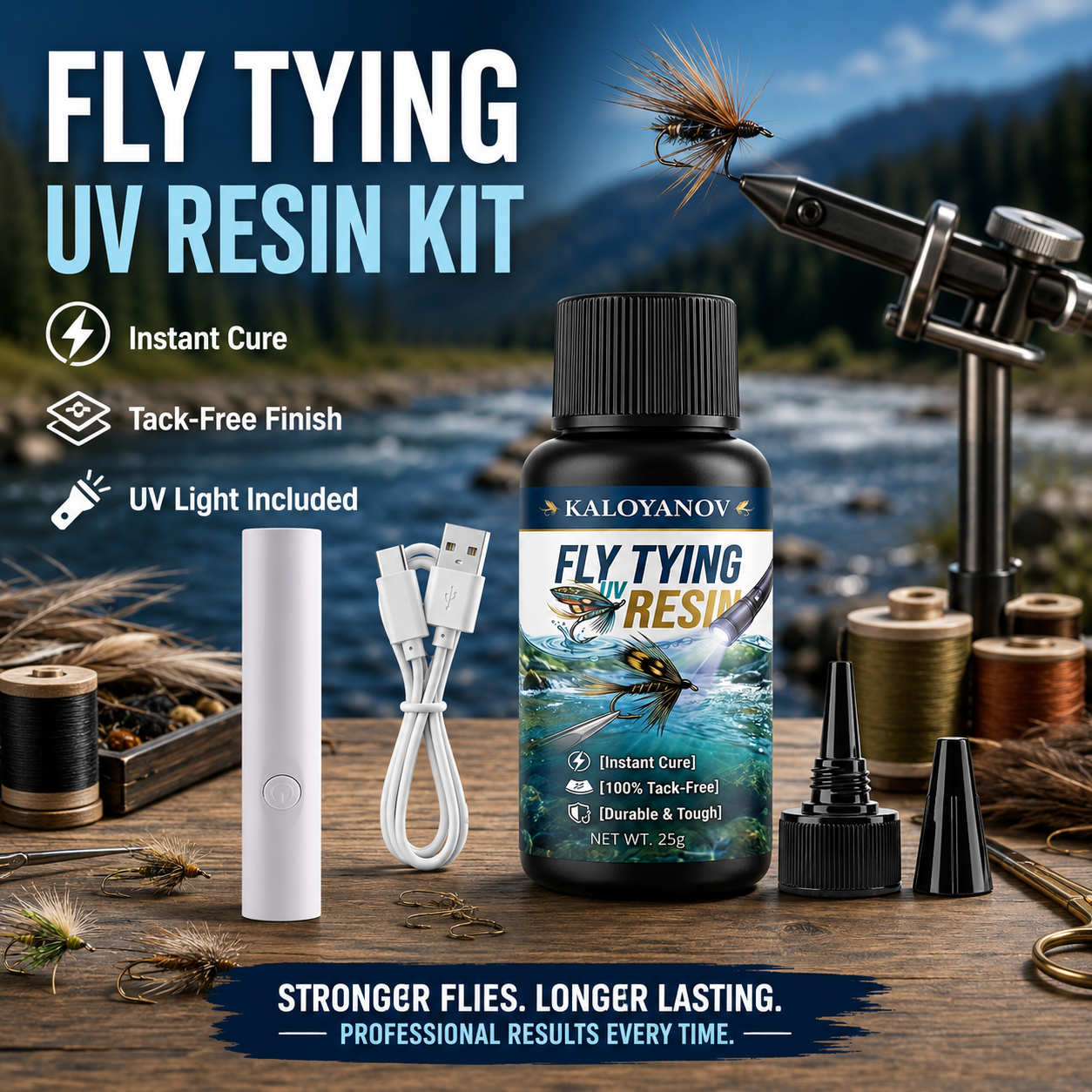 UV Resin Fly Tying Kit with US - Liquid Uv Glue Kit reseña y precio