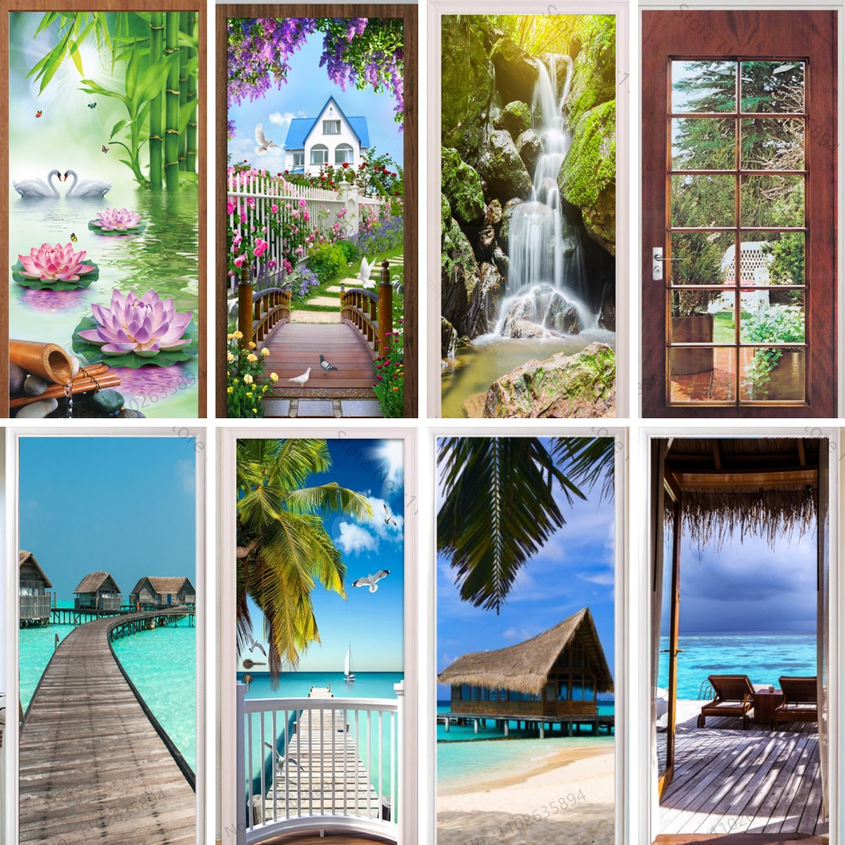 Natural Scenery Beach Waterfal - Full Cover Adhesive reseña y precio
