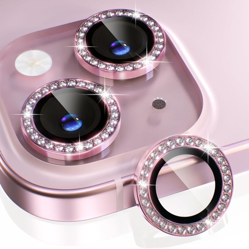 1PC Pink Glitter Diamond Camer - Tempered Glass Screen 9H reseña y precio