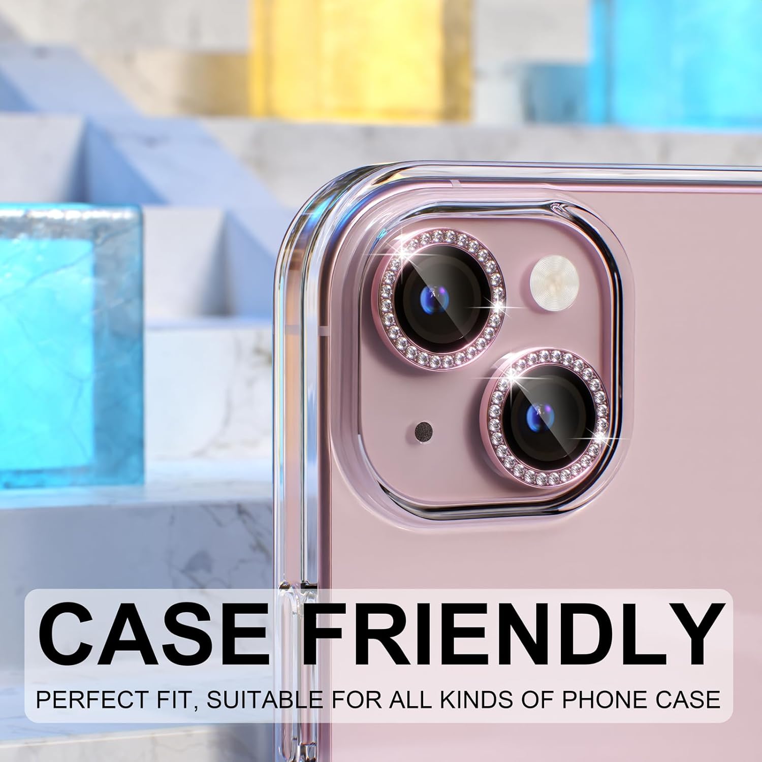 1PC Pink Glitter Diamond Camer - Tempered Glass Screen 9H reseña y precio
