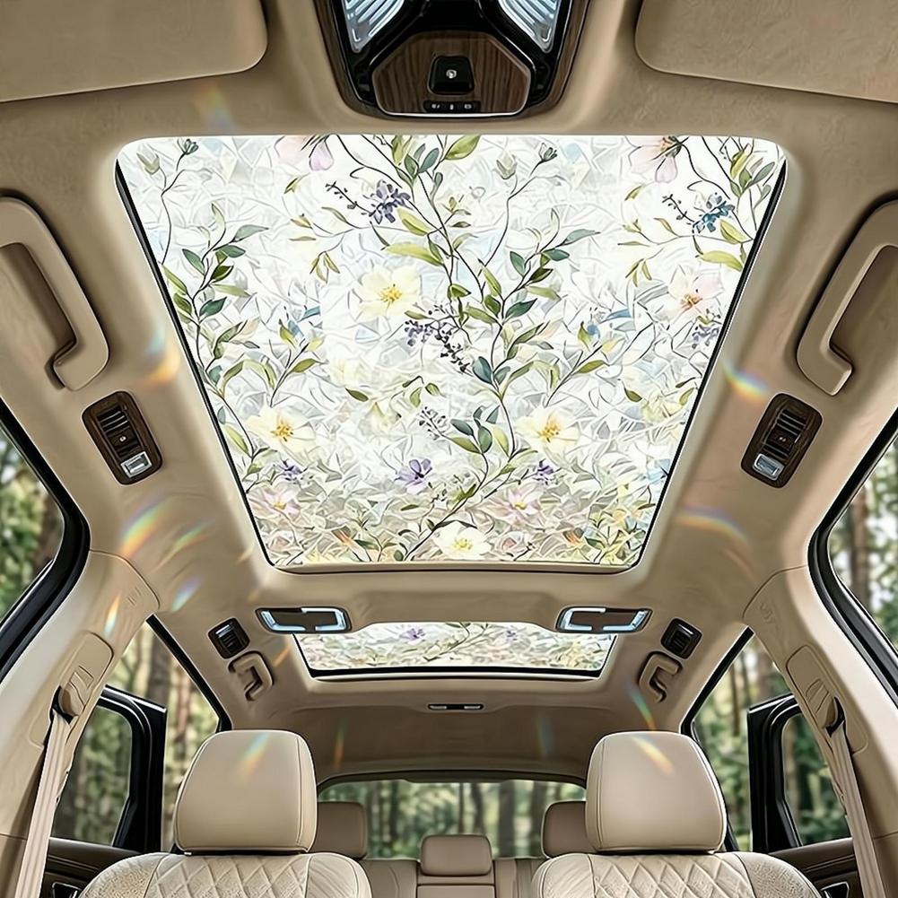 Floral Stained Glass Car Sunro - Glass Protector Auto reseña y precio