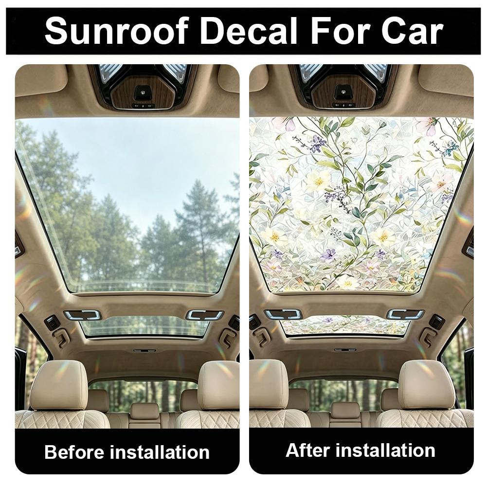 Floral Stained Glass Car Sunro - Glass Protector Auto reseña y precio