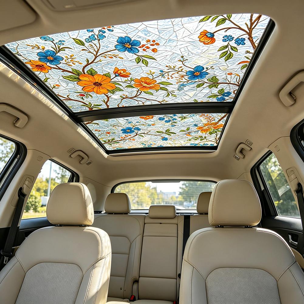 Floral Stained Glass Car Sunro - Glass Protector Auto reseña y precio