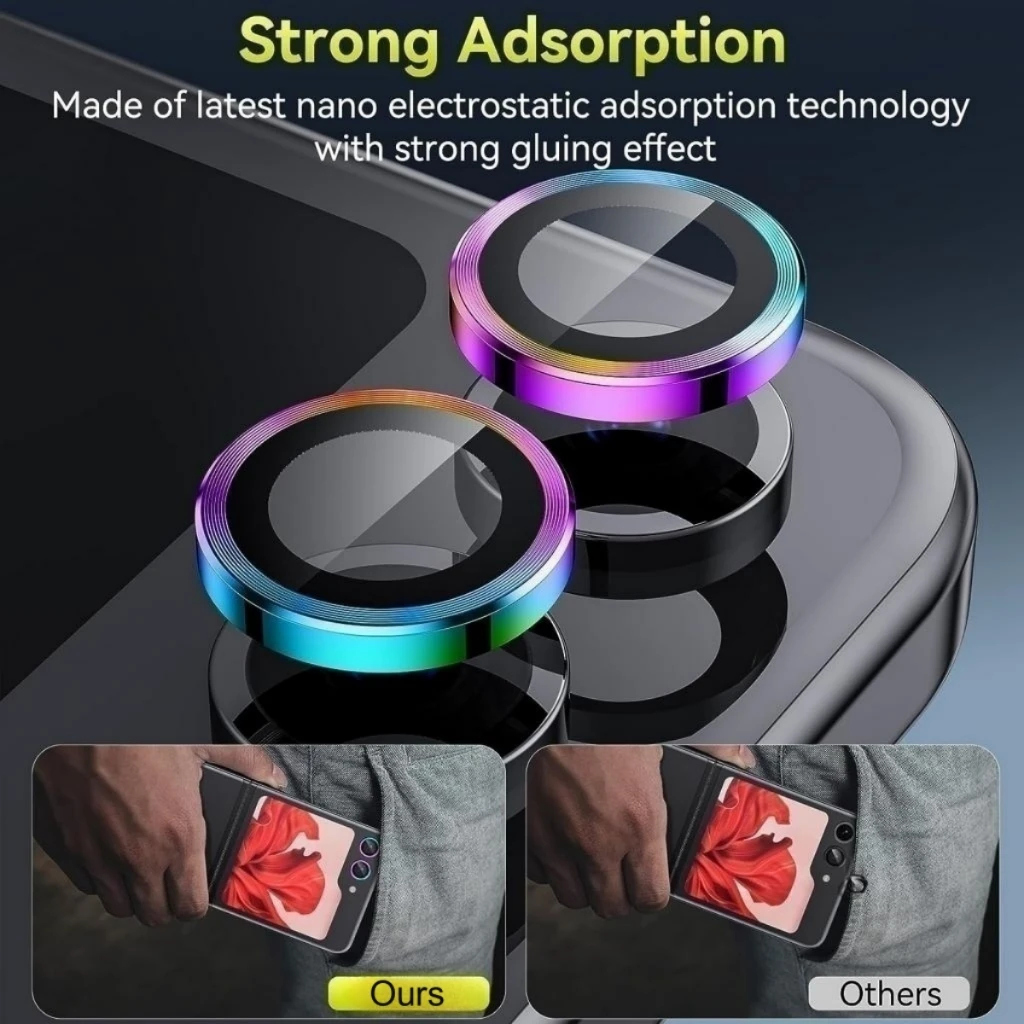 Metal Camera Lens Protector Fo - Tempered Glass Screen 9H reseña y precio